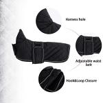 Geyecete Warm Thermal Quilted Dachshund Coat, Dog Winter Coat with Warm Fleece Lining, Outdoor Dog Apparel with Adjustable Bands for Medium, Large Dog-Black-S