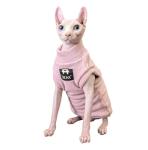 Sphynx Cat Clothes Hairless Cat Warm Fleece Vest Elastic Winter Sweater Outfit, Pet Clothes for Sphynx Cat Coat for Cats and Small Dogs Apparel, Hairless cat Shirts Sweaters (Pink, Small)