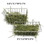 RMNHPTK Rabbit Hay Feeder Rack for Cage, Rabbit Dispenser Holder Stainless Steel Heavy-Duty Metal Hanging Hay Manger for Rabbits Bunnies Guinea Pigs Chinchillas (2 Pack, 9x3.9x3.9 in)