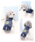 Pet Clothes Jeans Jacket Cool Puppy Denim Shirts for Small Medium Dogs Cats Lapel Vests Vintage Washed Clothes Scratch Design Coat