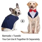 IDOMIK Dog Tuxedo for Small Medium Large Doggie, Detachable Dog Formal Wedding Suit with Tuxedo Vest & Bow Ties Collar & Bandana Scarf Set, Wedding Attire Shirt for Birthday Party Costume