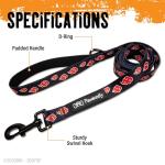 Akatsuki Dog Leash for Small Dogs, Medium, Large Dogs Heavy Duty Extra Strong Dog Lead for All Breeds & Sizes, Officially Licensed Black & Red Akatsuki Cloak Inspired 6ft Long Leash for Dogs -LG