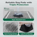 MIZOK Large Dog Pee Pads 28”×30” Charcoal, 50 Count, Puppy Pads Superior Odor-Control Potty Pads for Dogs with Adhesive Tabs Super Absorbent Activated Carbon Leak-Proof Disposable, Black