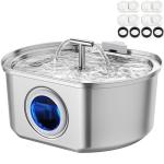Cat Water Fountain Stainless Steel - Pet Drinking Fountain for Cats Indoor - 3.2L/108oz Automatic Water Dispenser with Watering Level Window (4 Filter)