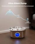 Cat Water Fountain Stainless Steel - Pet Drinking Fountain for Cats Indoor - 3.2L/108oz Automatic Water Dispenser with Watering Level Window (4 Filter)