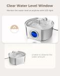 Cat Water Fountain Stainless Steel - Pet Drinking Fountain for Cats Indoor - 3.2L/108oz Automatic Water Dispenser with Watering Level Window (4 Filter)