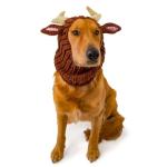 Zoo Snoods Reindeer Costume - Deer Antler Knit Dog Snood Wrap for Pets, Warm Neck Ear Cover Protection for Halloween and Winter (Large)