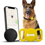 Pet Tracker for Cat, Smart Pet Location Tracker with Cat Collar Holder, Smart Item Finder, MFi Certificated Tracking Device, No Monthly Fee, Works with Find My (iOS Only) (Yellow)