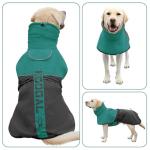 KOOGAL Pet Dog Clothes Coat for Large Dogs，Pet Waterproof Warm Winter Jacket Cold Weather Coats Reflective Pet Vest Warm Fleece Dogs Snowsuit,Dog Raincoat Rain Poncho Windbreaker (Green, 5XL)