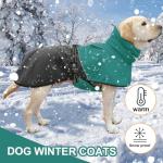 KOOGAL Pet Dog Clothes Coat for Large Dogs，Pet Waterproof Warm Winter Jacket Cold Weather Coats Reflective Pet Vest Warm Fleece Dogs Snowsuit,Dog Raincoat Rain Poncho Windbreaker (Green, 5XL)
