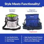 PupSensei Dog Treat Pouch, Durable Oxford Polyester, No-Spill Magnetic Closure, Treat Pouches for Pet Training with Metal Clip, Waist Belt, Adjustable Strap, Poop Bag Dispenser (Navy Blue)