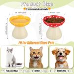 Teenyyou 2 Pcs Elevated Ceramic Cat Bowls Whisker Friendly Raised Cat Food and Water Dishes Wide Feeding Bowls for Flat Faced Kittens Raised Pet Dishes for Easy Feeding(Red Yellow)