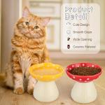 Teenyyou 2 Pcs Elevated Ceramic Cat Bowls Whisker Friendly Raised Cat Food and Water Dishes Wide Feeding Bowls for Flat Faced Kittens Raised Pet Dishes for Easy Feeding(Red Yellow)