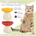 Teenyyou 2 Pcs Elevated Ceramic Cat Bowls Whisker Friendly Raised Cat Food and Water Dishes Wide Feeding Bowls for Flat Faced Kittens Raised Pet Dishes for Easy Feeding(Red Yellow)