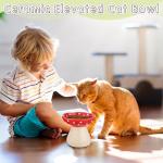 Teenyyou 2 Pcs Elevated Ceramic Cat Bowls Whisker Friendly Raised Cat Food and Water Dishes Wide Feeding Bowls for Flat Faced Kittens Raised Pet Dishes for Easy Feeding(Red Yellow)