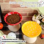 Teenyyou 2 Pcs Elevated Ceramic Cat Bowls Whisker Friendly Raised Cat Food and Water Dishes Wide Feeding Bowls for Flat Faced Kittens Raised Pet Dishes for Easy Feeding(Red Yellow)