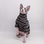 Turtle Neck Vintage Stripes Sphynx Hairless Cat Cotton T-Shirts Pet Clothes Vest Kitten Shirts Sleeveless, Cats & Small Dogs Apparel (Vintage Deep Blue, M (5-6.5 lbs))