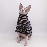 Turtle Neck Vintage Stripes Sphynx Hairless Cat Cotton T-Shirts Pet Clothes Vest Kitten Shirts Sleeveless, Cats & Small Dogs Apparel (Vintage Deep Blue, M (5-6.5 lbs))