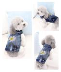 Vintage Washed Denim Dog Jeans Jacket for Small Medium Dogs & Cats - Lapel Vests with Scratch-Resistant Design