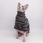 Turtle Neck Vintage Stripes Sphynx Hairless Cat Cotton T-Shirts Pet Clothes Vest Kitten Shirts Sleeveless, Cats & Small Dogs Apparel (Vintage Deep Blue, M (5-6.5 lbs))