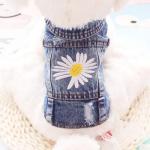Vintage Washed Denim Dog Jeans Jacket for Small Medium Dogs & Cats - Lapel Vests with Scratch-Resistant Design