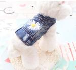 Vintage Washed Denim Dog Jeans Jacket for Small Medium Dogs & Cats - Lapel Vests with Scratch-Resistant Design