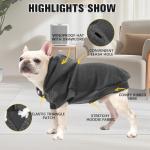 BINGPET Dog Hoodie Dog Sweater with Leash Hole, Warm Fleece Dog Sweatshirt with Hood, Cold Weather Dog Clothes Winter Coat for Puppy Small Medium Large Dogs Boy and Girl(Grey,S)