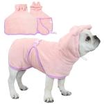 Fnaobai Pet Bathrobe for Dog Cat Absorbently Quick Drying Coat Cute Dogs Bath Towel Hooded Robe Adjustable Collar & Belly Strap for Pool Beach (Pink, Small)