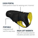 Ruffwear, Quinzee Dog Winter Jacket, Insulated Packable Puffer Vest with Leash Portal, Reflective Trim & Weather‑Resistant Shell, Adjustable Fit Coat, Harness Compatible, Obsidian Black, Medium