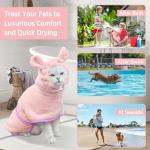 Fnaobai Pet Bathrobe for Dog Cat Absorbently Quick Drying Coat Cute Dogs Bath Towel Hooded Robe Adjustable Collar & Belly Strap for Pool Beach (Pink, Small)