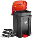 Uppcasir Dog Poop Trash Can Outside, 20L/5Gallon Dog Waste Trash Can with Lid, Pedal and Removable Inner Waste Bin, Pet Poop Bucket with 100 Bags, Red