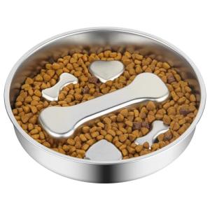 Stainless Steel Slow Feeder Bowl for Pets