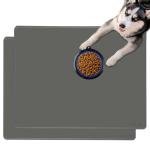 DGitaor Dog Food Mat for Food and Water, 2Packs Waterproof Silicone Pet Feeding Mat for Floors with Collapsible Cat Dog Bowl for Travel Extra Large 39.4"x29.5" Dark Gray