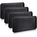 4 Pieces Shoe Tray for Entryway, Waterproof Boot Tray Shoe Mat Multi-Purpose Dog Cat Bowl Mat Pet Food Tray Boot Mat for Entryway Indoor Outdoor Floor Protection (Black, 24 x 16 x 1.2 Inch)