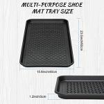 4 Pieces Shoe Tray for Entryway, Waterproof Boot Tray Shoe Mat Multi-Purpose Dog Cat Bowl Mat Pet Food Tray Boot Mat for Entryway Indoor Outdoor Floor Protection (Black, 24 x 16 x 1.2 Inch)
