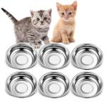 Arespark Stainless Steel Cat Bowls 6 PCS, 5.5 Inch Metal Cat Bowls, Replacement Elevated Food Water Dishes for Indoor Kitten, Whisker Fatigue Relief Shallow Food Metal Dish for Stray Cats