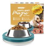SoulThink® Ant Proof Cat Dog Bowl Tray - New Innovation Anti Ant Pet Food Dish Indoor No Chemical No Water Needed Different from Traditional Ant Trap (Turquoise Green)
