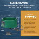 Farm Innovators 1.5-Gal Heated Pet Water Bowl for Dogs & Cats, Anti-Chew Cord, 60W, Green