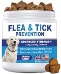Dog Flea and Tick Chewable 200ct, Oral Flea and Tick Chews Supplement, Skin & Coat Support for Dogs, Puppies, All Breeds & Sizes
