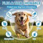 Dog Flea and Tick Chewable 200ct, Oral Flea and Tick Chews Supplement, Skin & Coat Support for Dogs, Puppies, All Breeds & Sizes