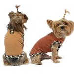 KYEESE 2Pack Dog Shirt Stretchy Sweatshirt Pullover Fleece Coats Lightweight Shirts Vest Sleeveless T-Shirt Soft for Small Dogs, Brown+Khaki, Small