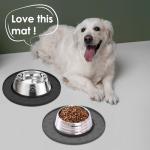 AVYDIIF Pet Feeding Mats for Food and Water, Waterproof Anti-Slip Placemats for Dog Cat Bowl, 2 Pack Silicone Pet Food Mat, Dishwasher Safe 10.9 × 10.9 (2 Grey, Small Paws)
