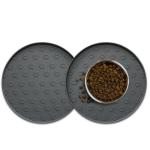 AVYDIIF Pet Feeding Mats for Food and Water, Waterproof Anti-Slip Placemats for Dog Cat Bowl, 2 Pack Silicone Pet Food Mat, Dishwasher Safe 10.9 × 10.9 (2 Grey, Small Paws)
