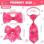 Reginary 100 Pieces Dog Bow Tie Collar Set Include 40 Dog Neckties, and 30 Puppy Bowties, 30 Collar Flowers, Adjustable Pet Ties Grooming for Small Medium Cats Pets Supply(Paw Bone)