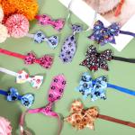 Reginary 100 Pieces Dog Bow Tie Collar Set Include 40 Dog Neckties, and 30 Puppy Bowties, 30 Collar Flowers, Adjustable Pet Ties Grooming for Small Medium Cats Pets Supply(Paw Bone)
