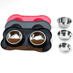 Silicone Mat Dog Bowls Set for Small Pets