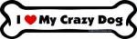Imagine This Company I Love My Breed Bone Shaped Pet Magnet; Removable Magnets for Cars, Fridges, Lockers & More, Stylish Pet Inspired Car Accessories, 2 x 7 inches, 1 Item, White/Black, Crazy Dog