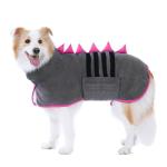 HezzLuv Super Absorbent Dog Bathrobe, Microfiber Bath Robe Towel for Fast Drying, Cozy Fit, Adjustable Belly Strap, Unique Dinosaur Design Dog Drying Coat for Bath, Rainy Walks & Cold Weather