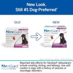 NexGard® (afoxolaner) Flea and Tick Protection for Dogs Oral Soft Beef Flavored Chewables, 24.1 to 60 lbs. (Purple Box) 6 Chews (6 Month Supply)