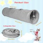 KOSMUSMO 51 Inches Extra Long Cat Tunnels for Indoor Cats, Collapsible Pet Play Tube with Cat Toys and Two Peek Holes, Cat Hideout Hideaway for Big Cats, Kittens, Bunny Rabbits, Ferrets, Puppy